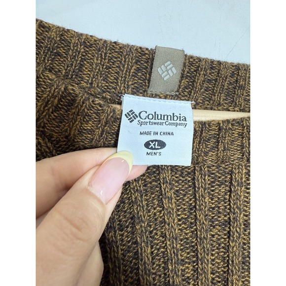 Columbia Sweater Men's XL Brown Knit Ribbed Crew Neck Outdoors Cabin‎ Grandpa - Picture 6 of 8